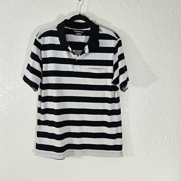 Saddlebred Rugby Style Striped Men's Polo - Picture 10 of 10